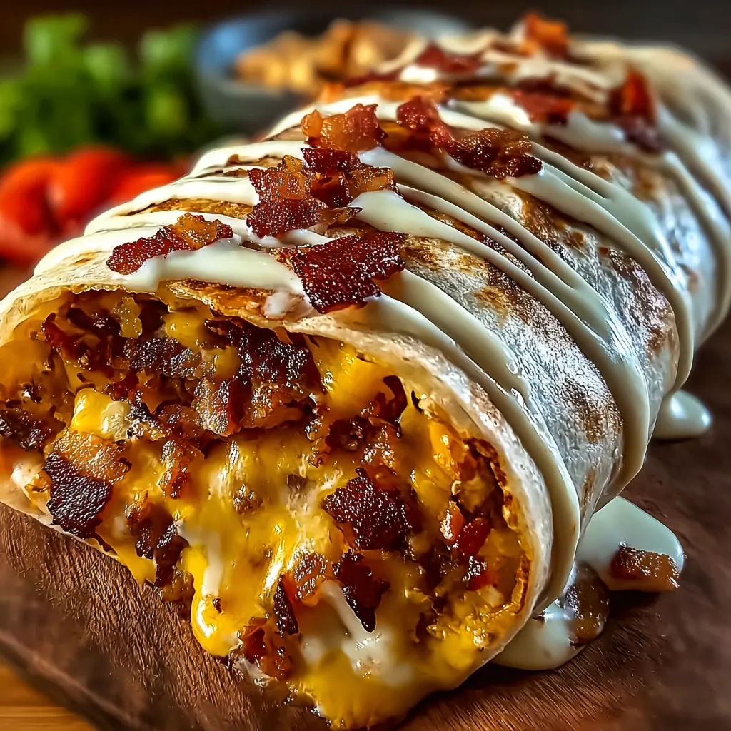 Loaded Bacon Cheeseburger Burrito with a Creamy Cheese Finish