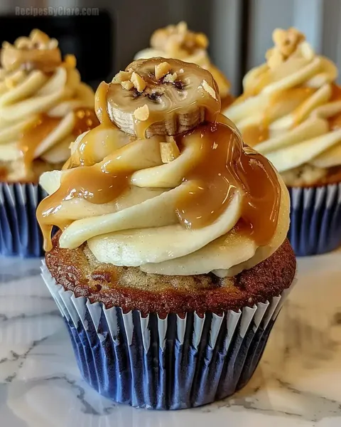 Sweet Banana Peanut Cupcakes with Caramel