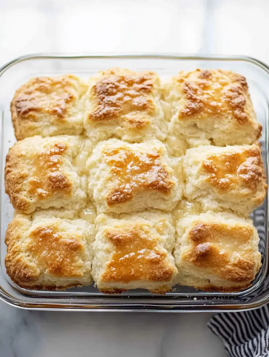 A freshly baked tray of golden brown biscuits arranged in a grid pattern.