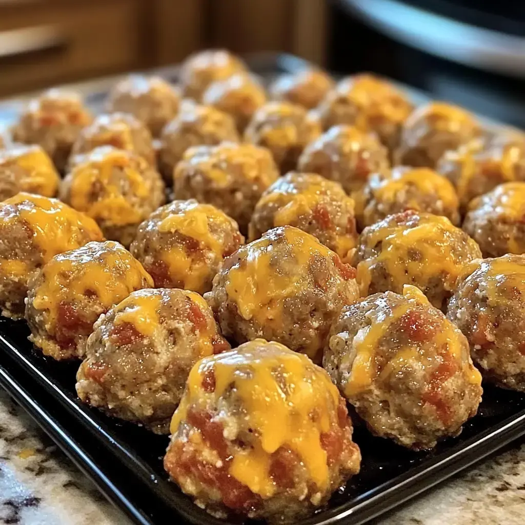 A platter full of meatballs topped with melted cheese and a tomato sauce.