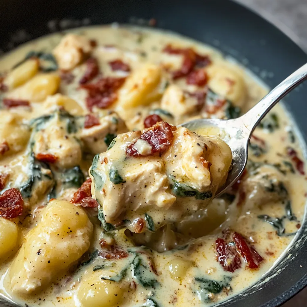 Creamy Chicken Bacon with Basil Gnocchi