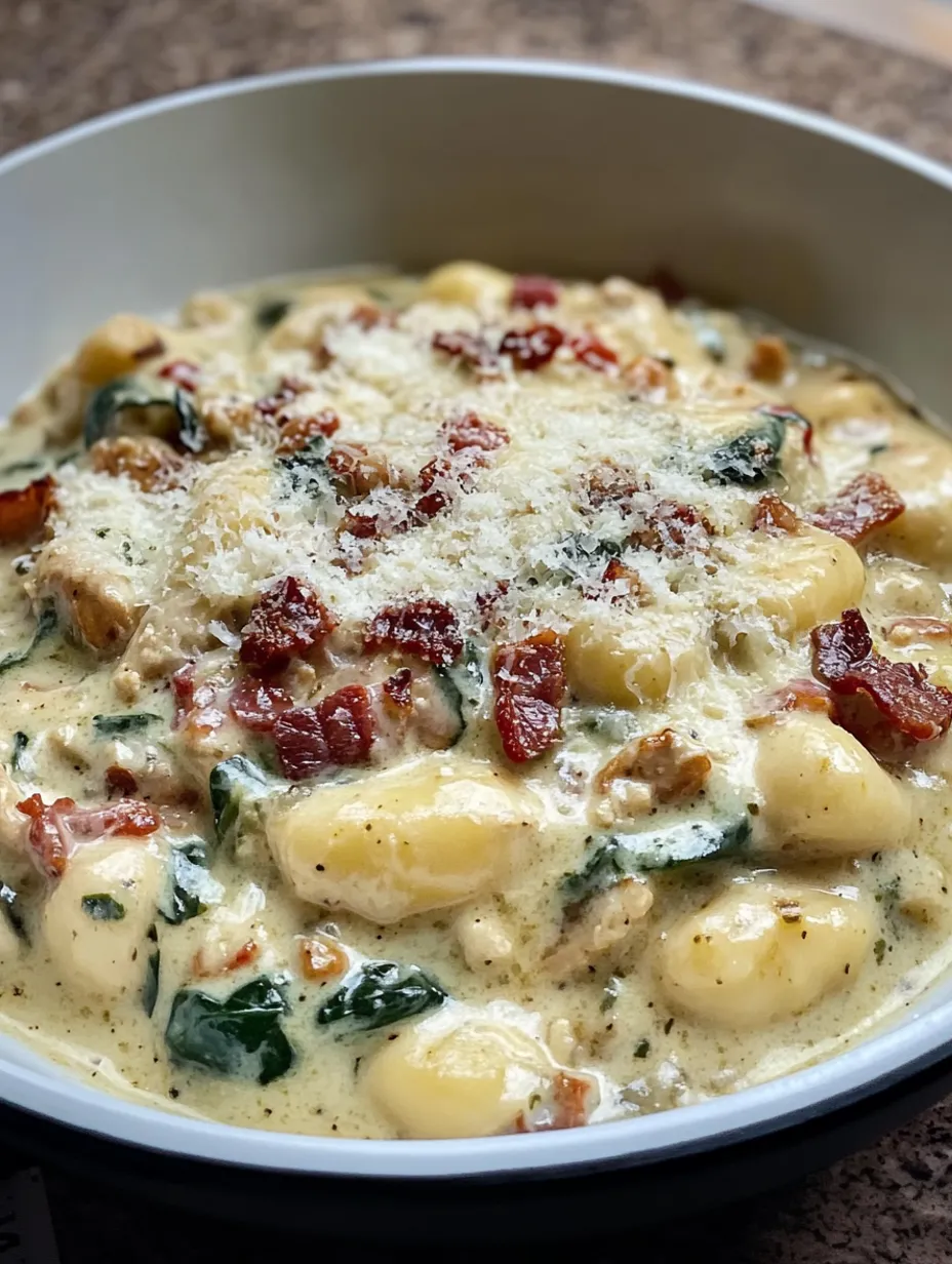 Delicious Creamy Chicken and Bacon with Basil Gnocchi Recipe