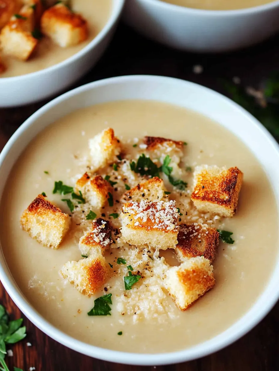 Garlic Bread Soup with Homemade Croutons