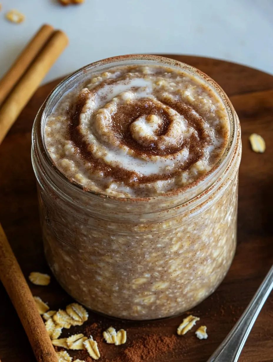 The Best Creamy Cinnamon Roll Overnight Oats Recipe