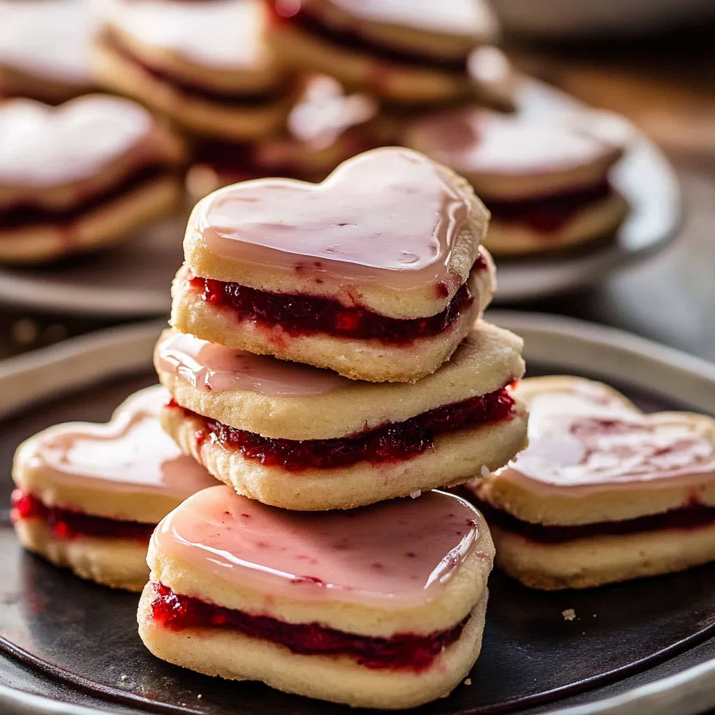 Heart-Shaped Strawberry Shortbread Cookies