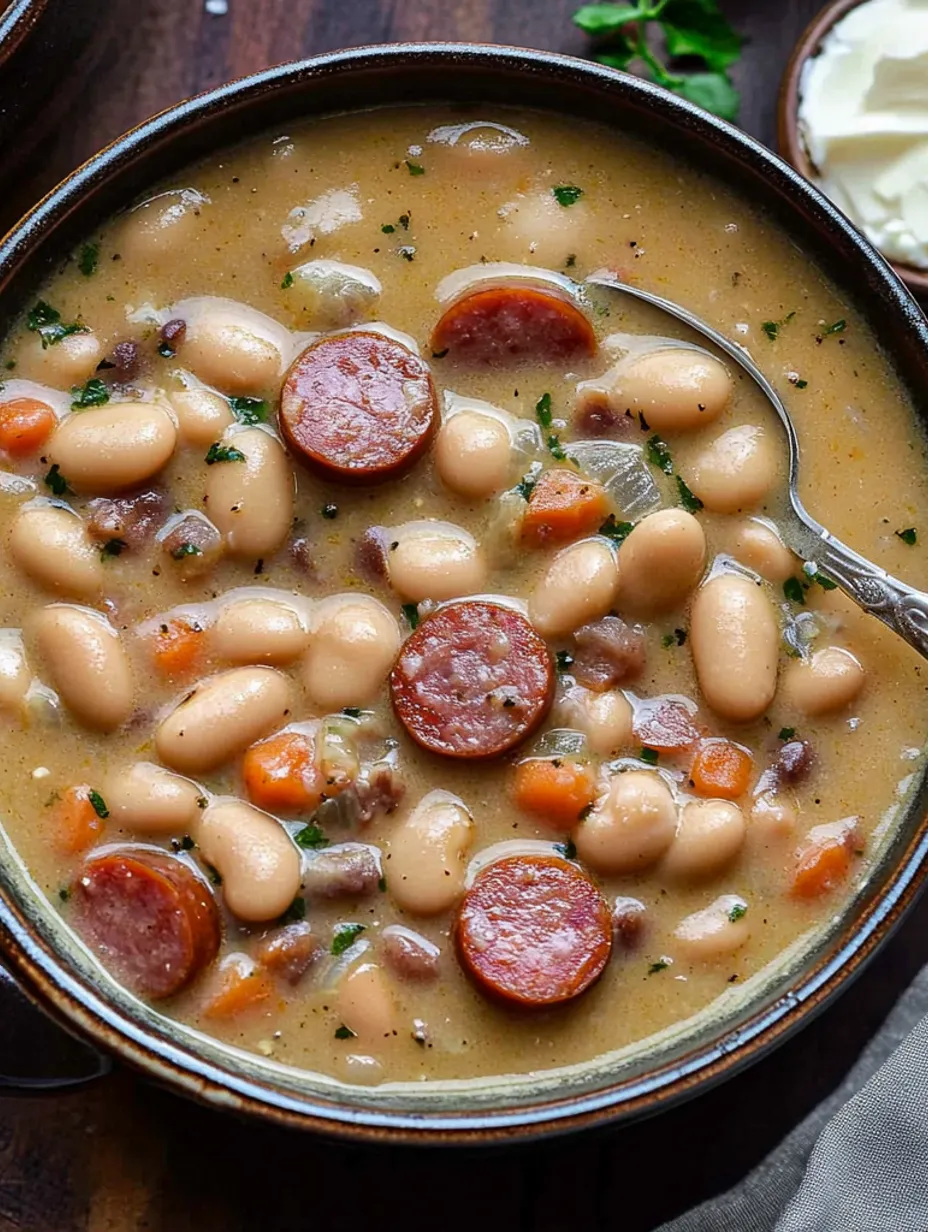 Delicious Creamy Bean Soup with Kielbasa Recipe