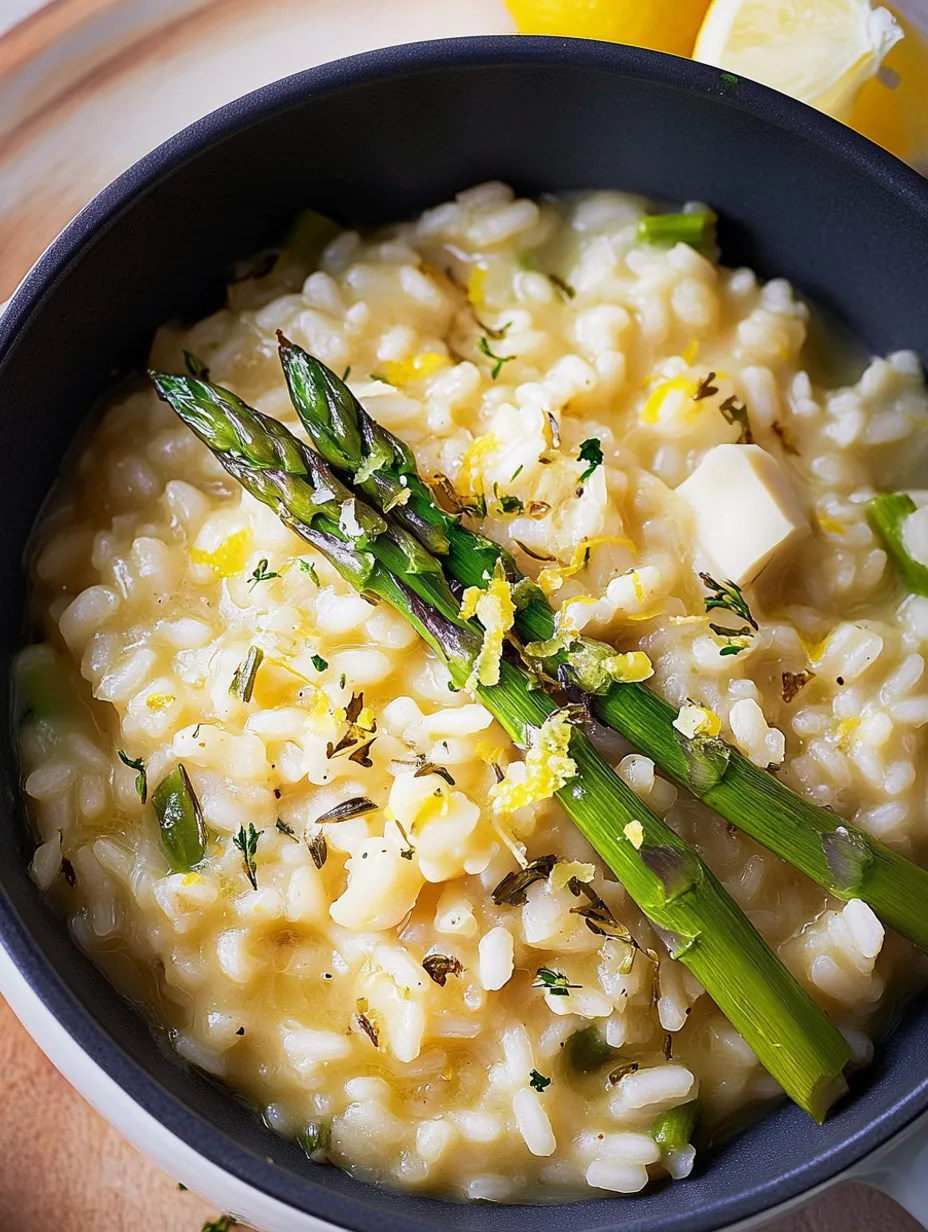 Lemon Parmesan Risotto with Roasted Asparagus