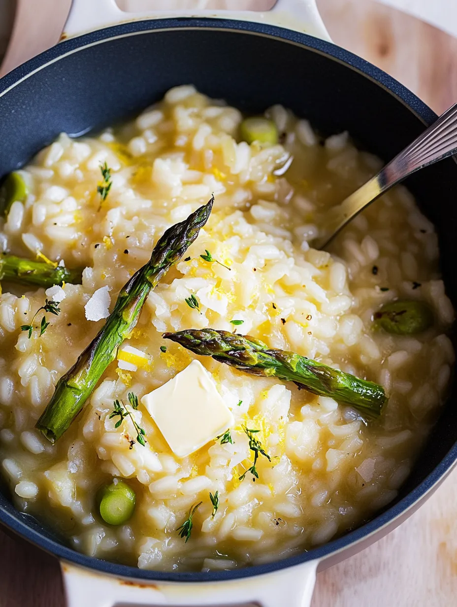 Lemon Parmesan Risotto with Roasted Asparagus Recipe