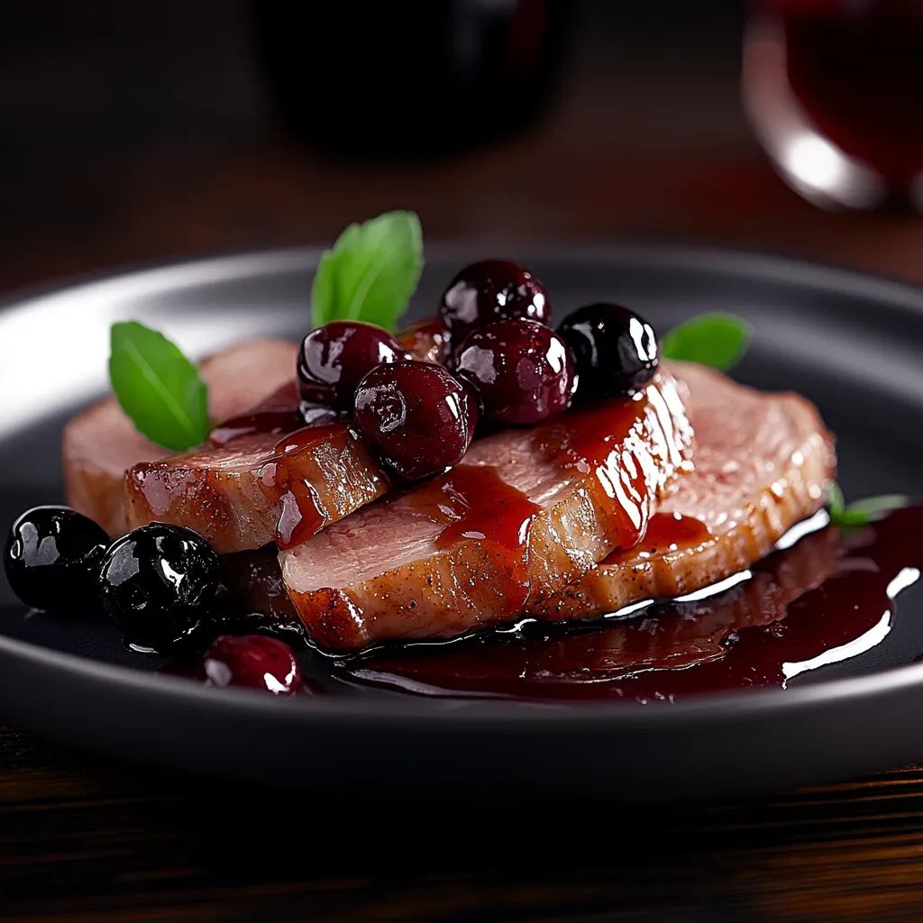 Seared Duck Breast with Cherry Reduction