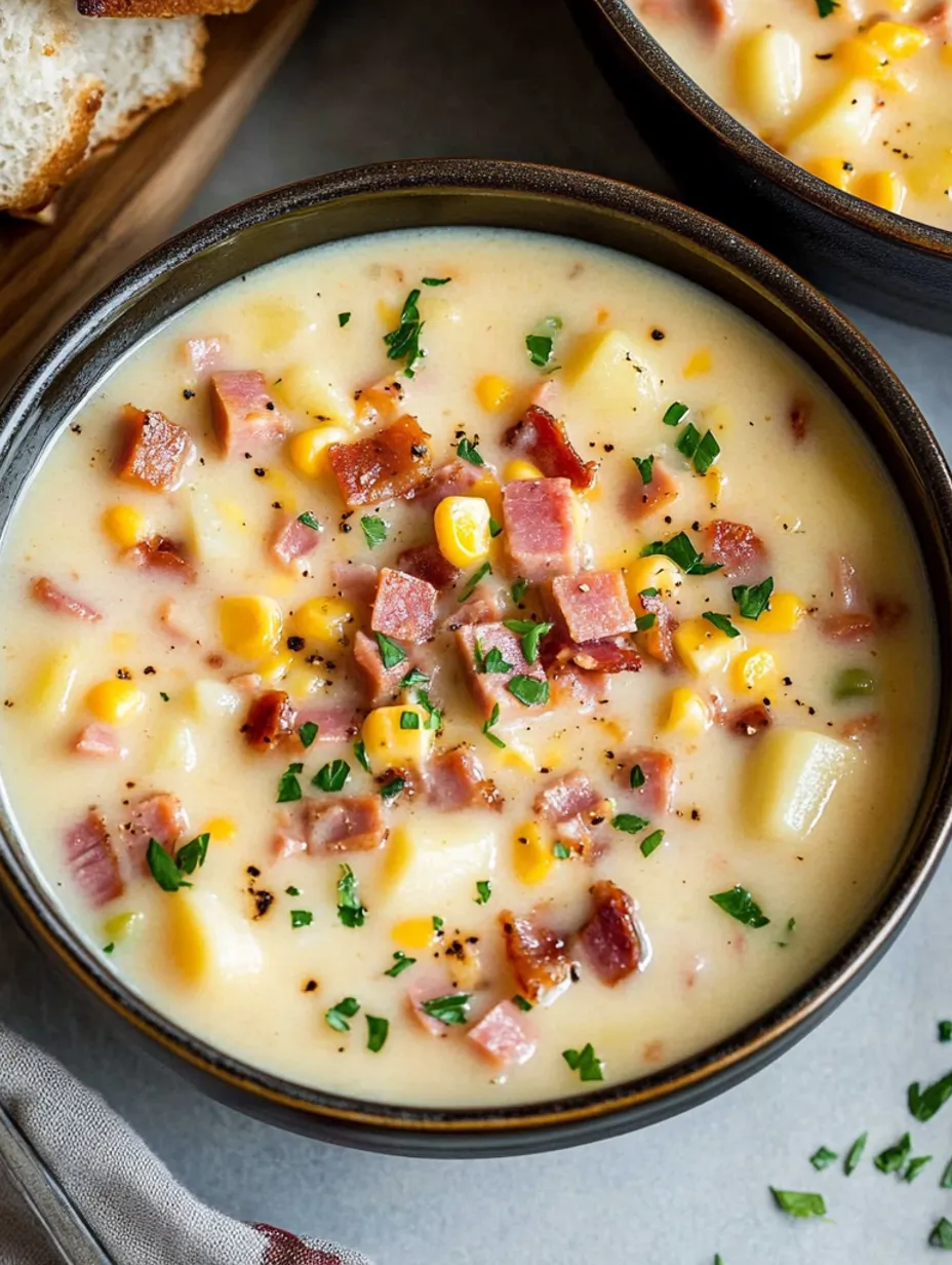 Creamy Ham Chowder with Bacon & Cheddar