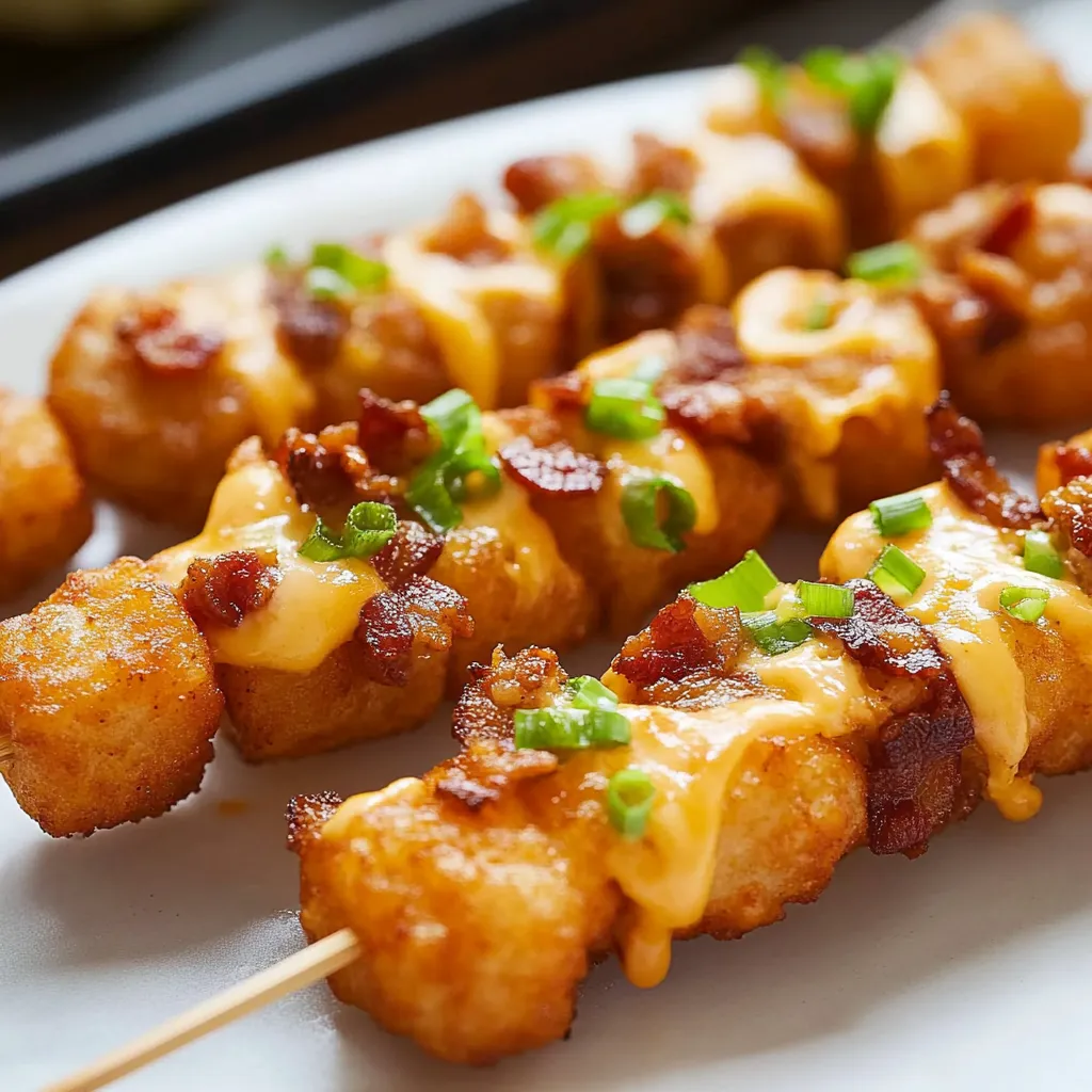 Loaded Tater Tot Skewers