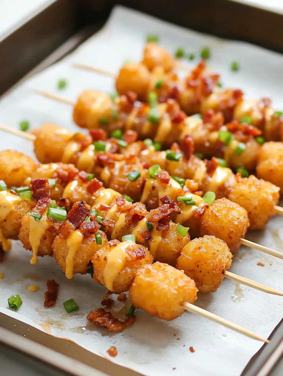 Loaded Tater Tot Skewers Recipe