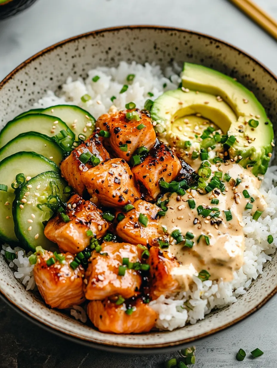 Spicy Salmon Bowls with Coconut Rice