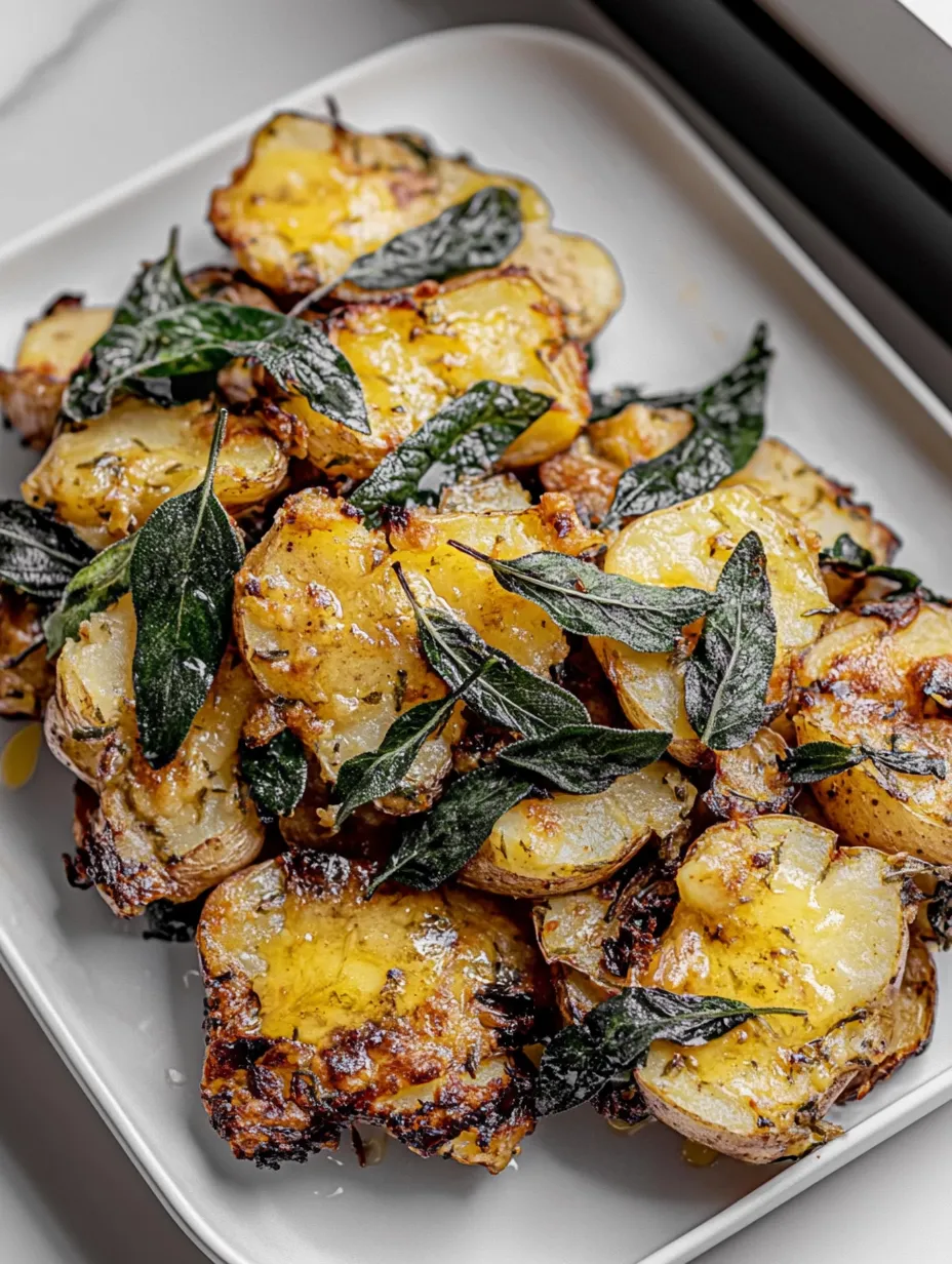 Crispy Smashed Sage Potatoes with Brown Butter