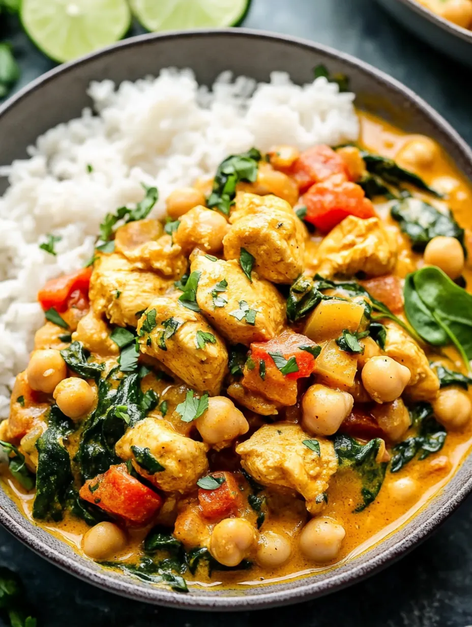 Chicken & Chickpea Curry with Coconut & Spinach