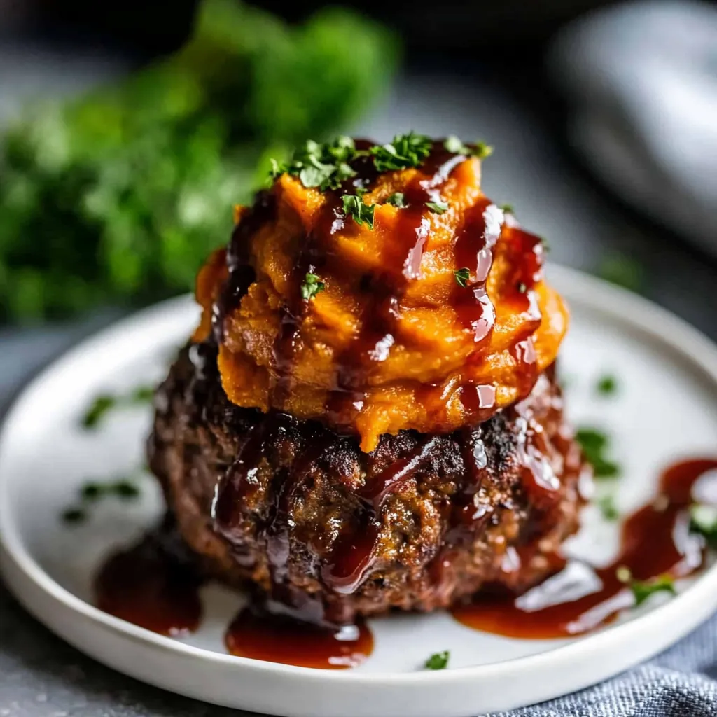 BBQ Meatloaf Muffins with Sweet Potato Topping