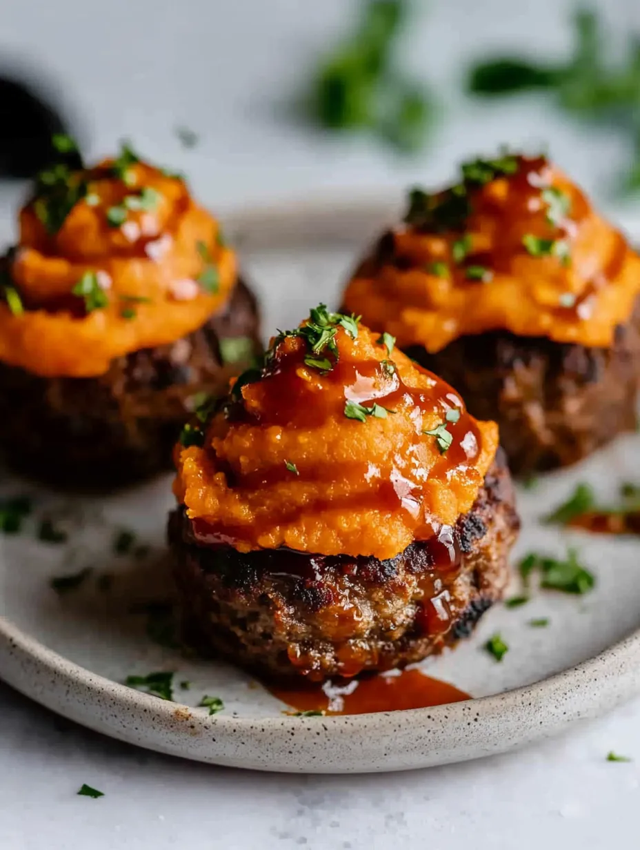 BBQ Meatloaf Muffins with Sweet Potato Topping Recipe