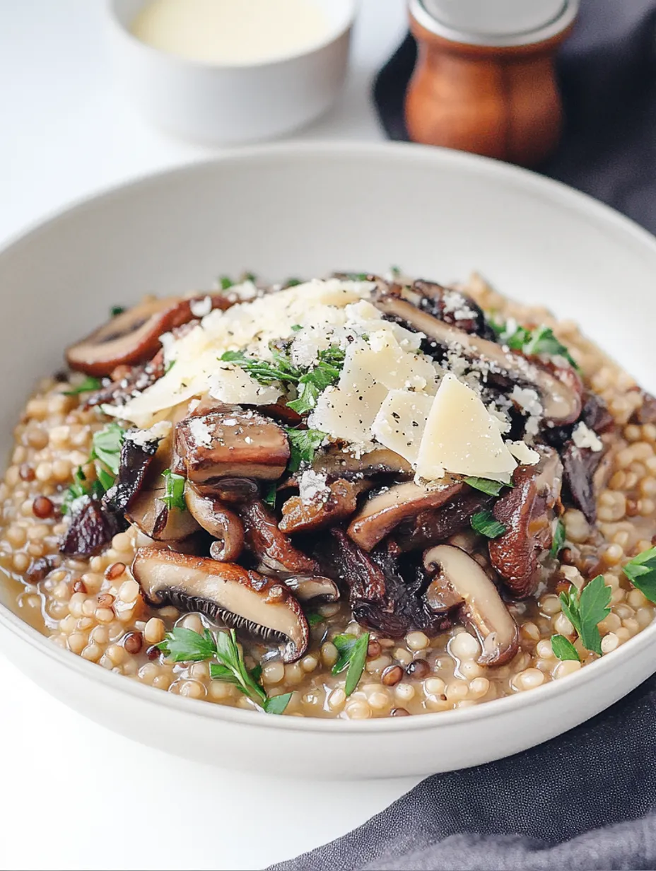 Farro Risotto with Lentils, Mushrooms & Truffle Recipe