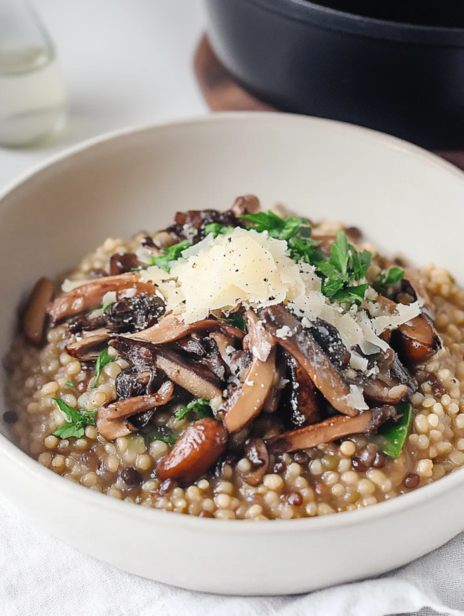 Easy Farro Risotto with Lentils, Mushrooms & Truffle Recipe