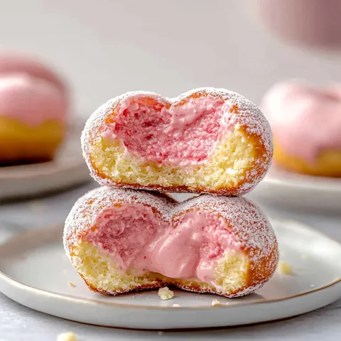 Heart Shaped Strawberry Cheesecake Donuts