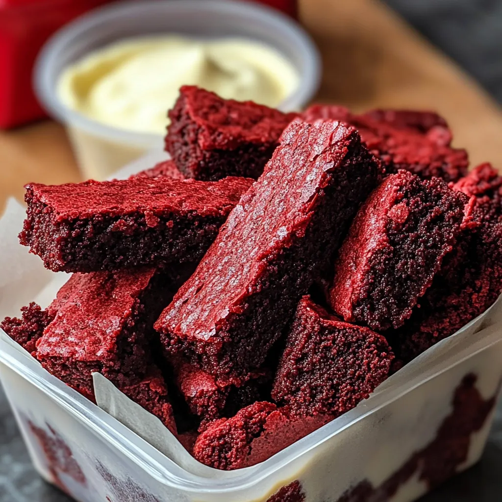 Red Velvet Brownie Dippers with Cheesecake Dip