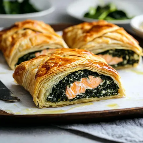 Salmon Wellington with Creamy Spinach