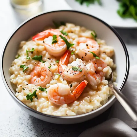 Easy Oven Baked Garlic Butter Prawn Risotto
