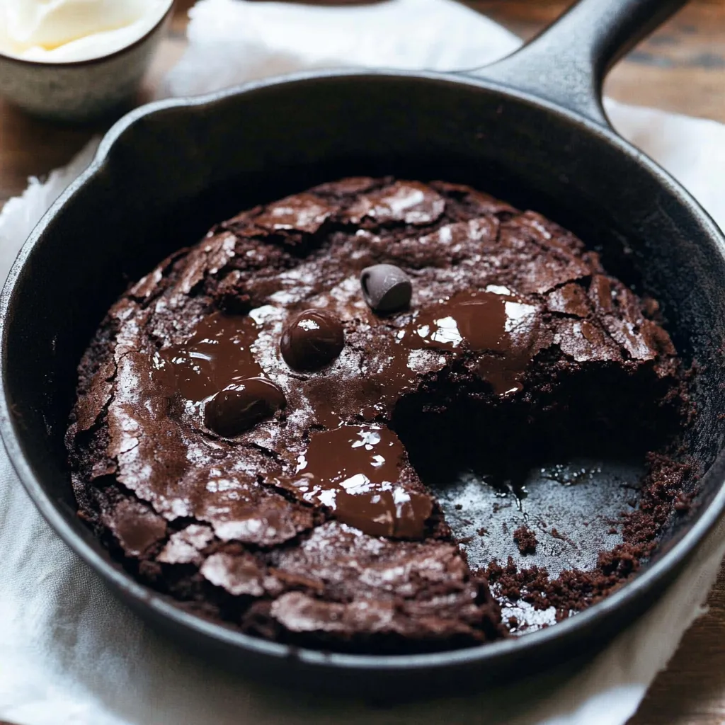 Gooey Flourless Brownie Skillet