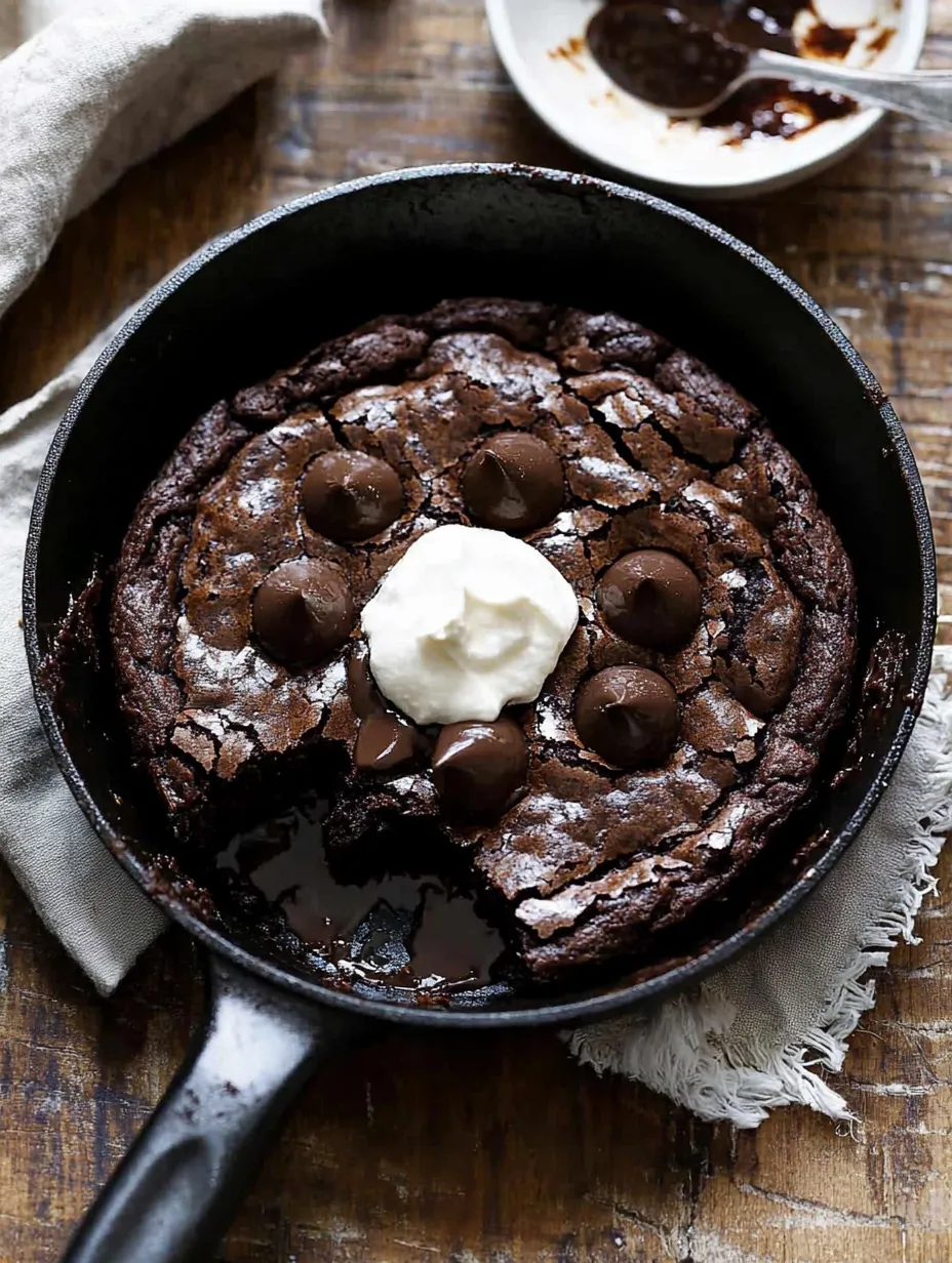 Easy Gooey Flourless Brownie Skillet Recipe