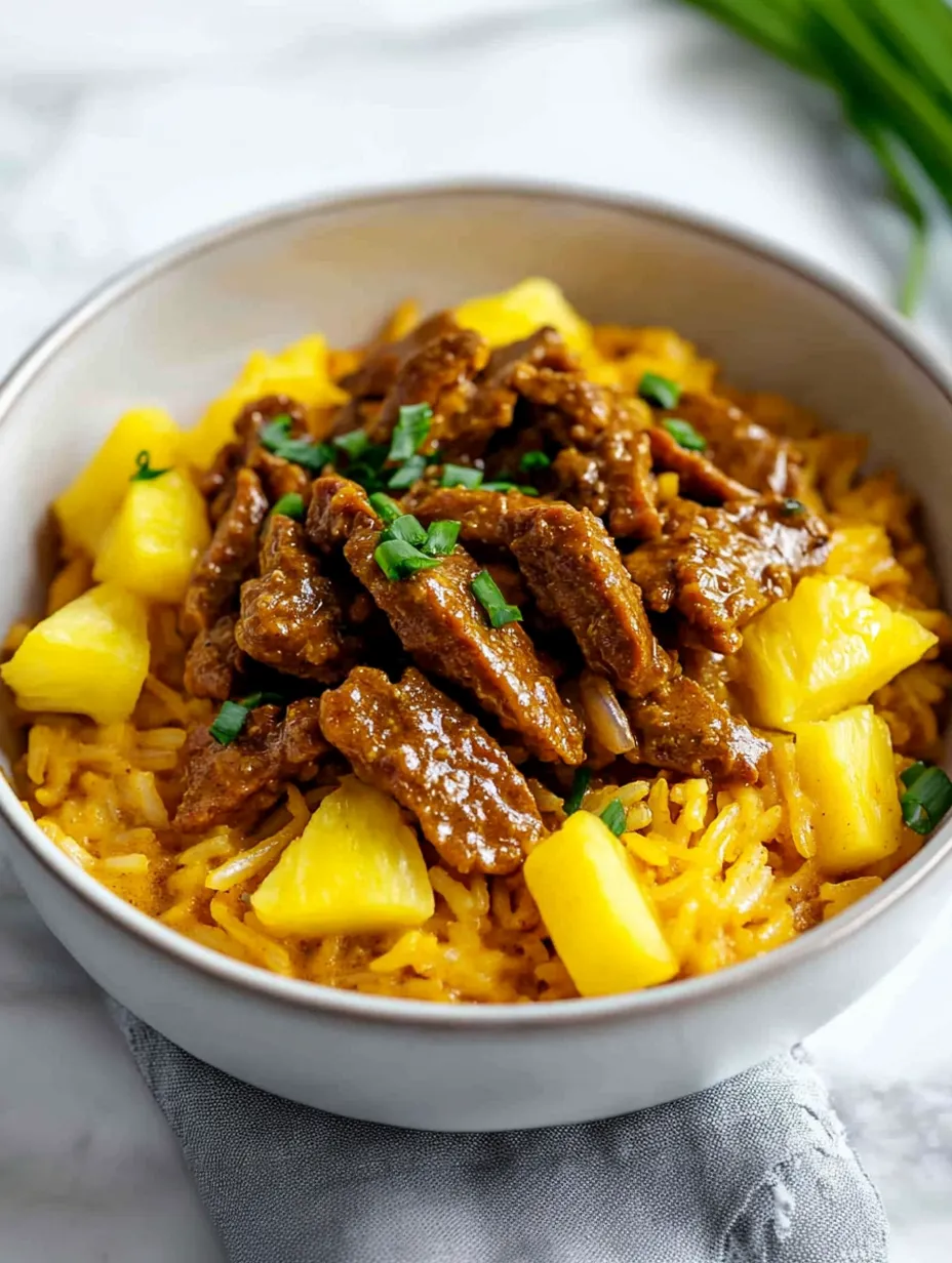 Curry Seitan with Pineapple Rice Recipe