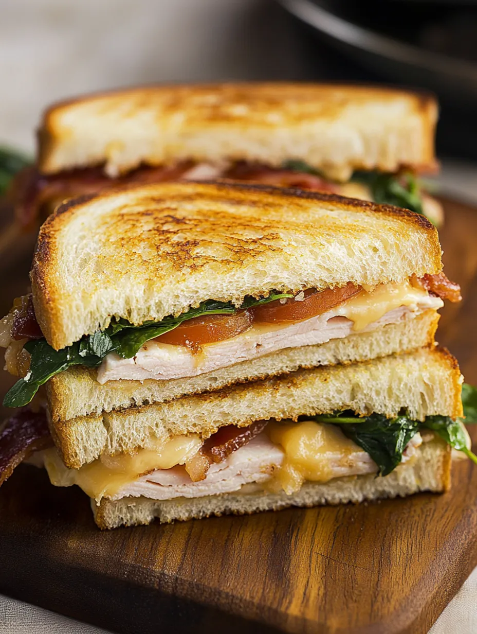 Turkey Melt with Cheddar, Spinach, and Bacon