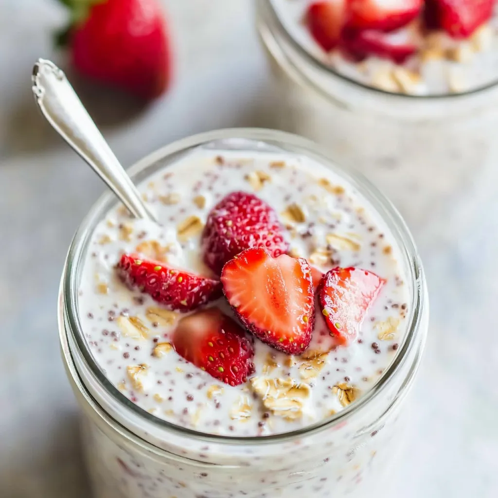 Protein Strawberry Cheesecake Overnight Oats