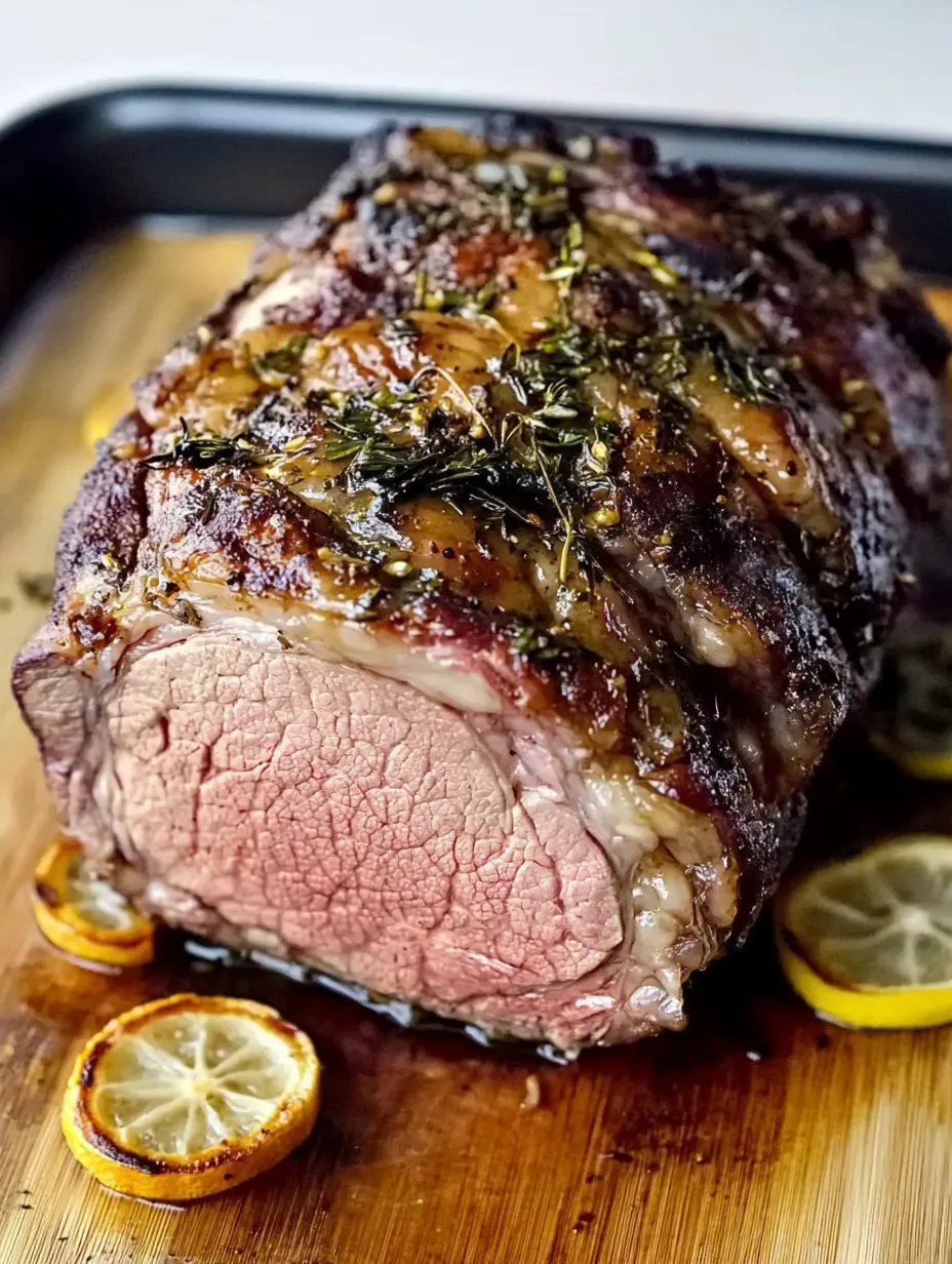 Herb-Crusted Mustard Lamb Roast with Rich Pan Gravy Recipe