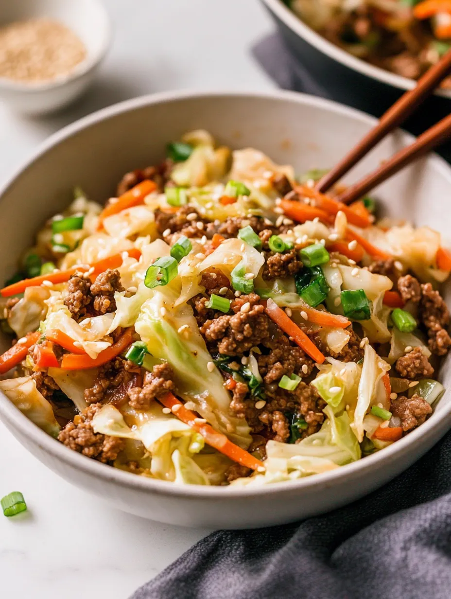 Asian Ground Beef and Cabbage Stir Fry