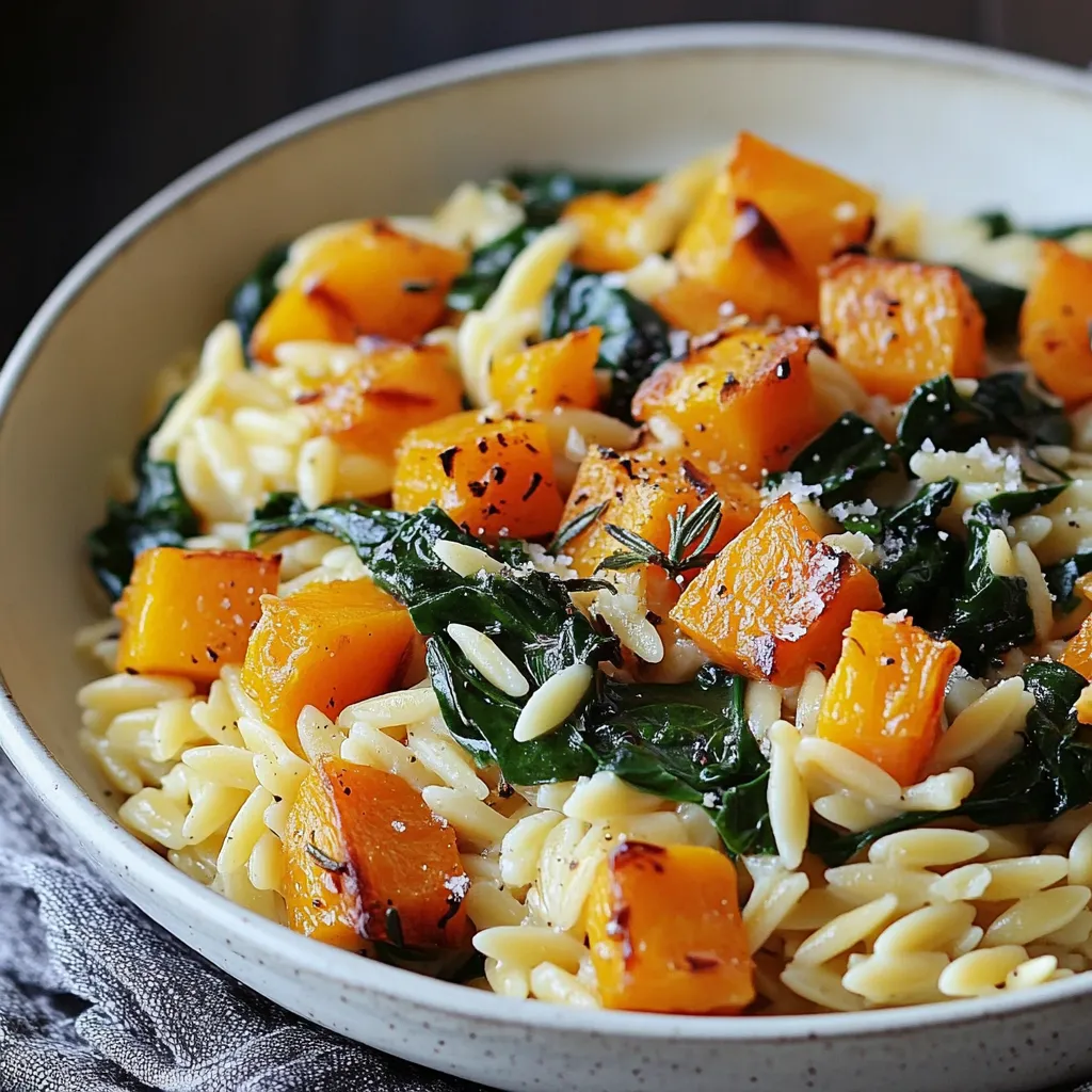 Creamy Orzo with Roasted Butternut Squash & Spinach