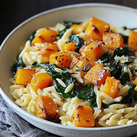 Creamy Orzo with Roasted Butternut Squash & Spinach