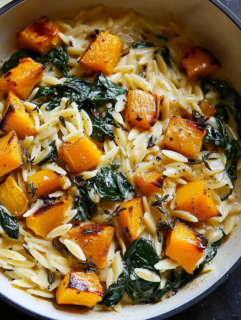 Orzo with Roasted Butternut Squash & Spinach Recipe
