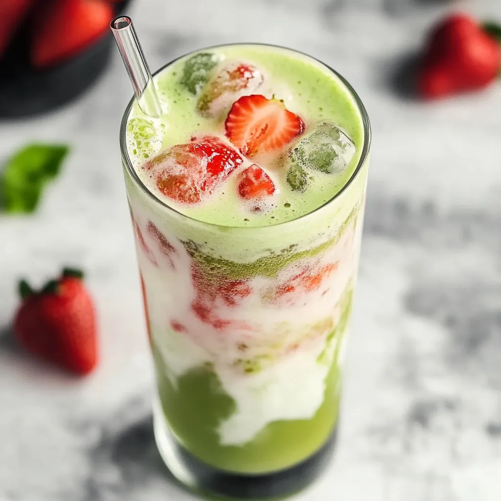 Strawberry Iced Matcha Latte Recipe