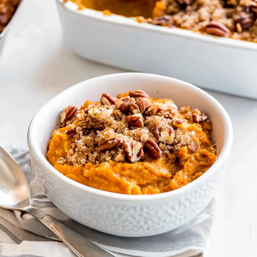 Sweet Potato Casserole with Crunchy Streusel Topping