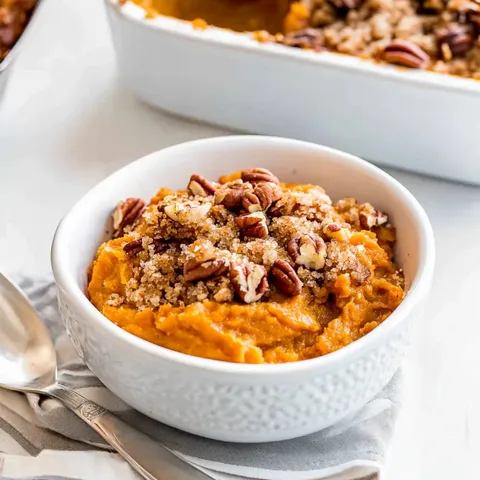 Sweet Potato Casserole with Crunchy Streusel Topping