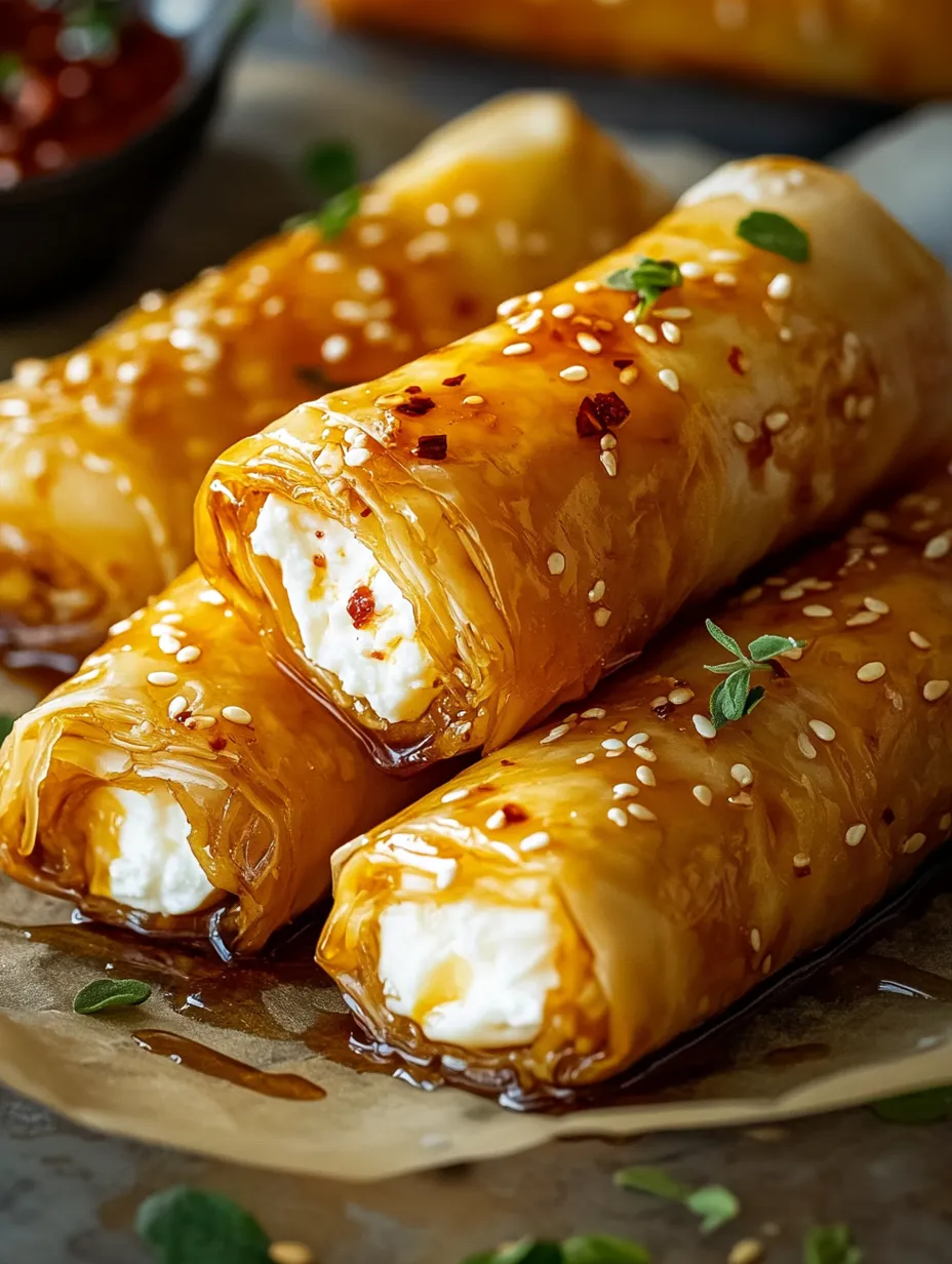 Oven Fried Feta Rolls with Chili Honey Recipe