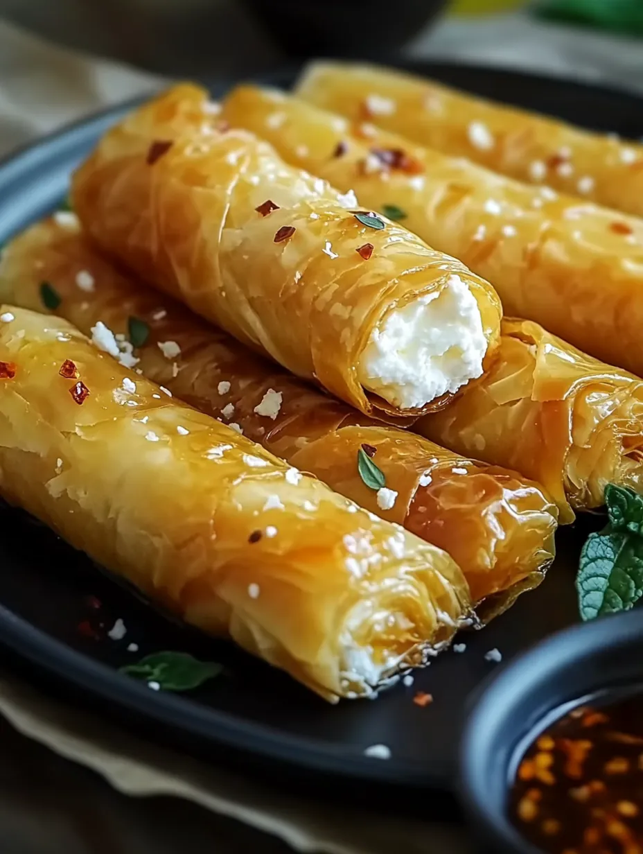 Oven-Fried Feta Rolls with Chili Honey