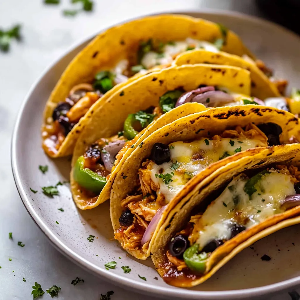 Oven Baked BBQ Chicken Pizza Tacos