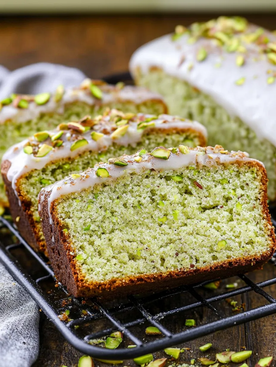 Easy Pistachio Bread with Vanilla Glaze