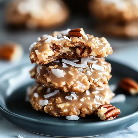 No-Bake Coconut Pecan Praline Cookies