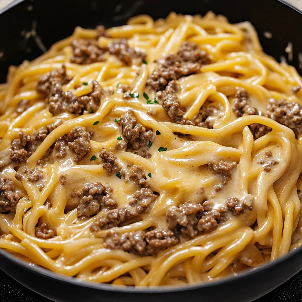 Creamy Beef & Garlic Butter Pasta