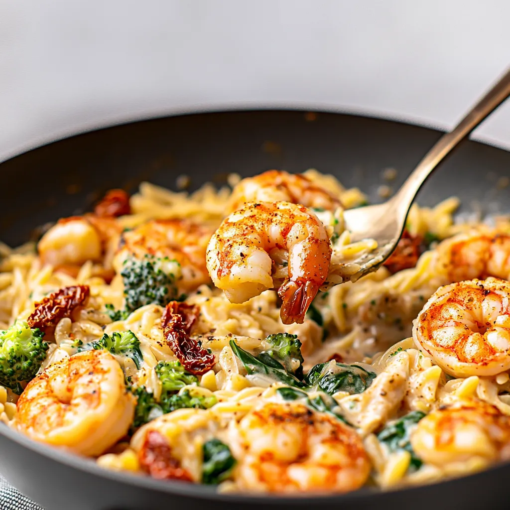 Creamy Prawn Orzo with Sun-Dried Tomatoes