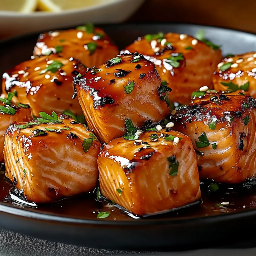 Honey Garlic Butter Salmon Bites