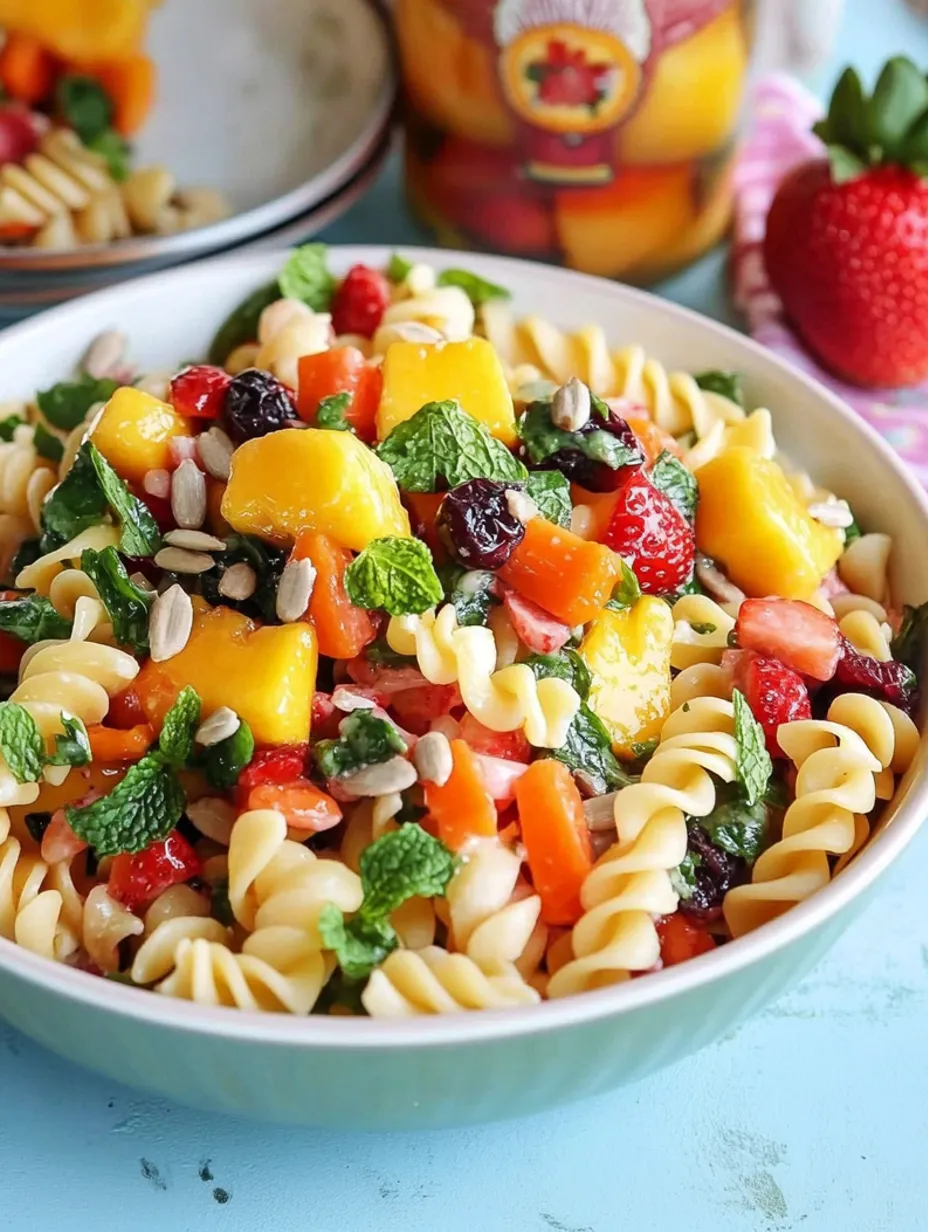 Spring Pasta Salad with Mango, Strawberries & Lemon Honey Dressing Recipe