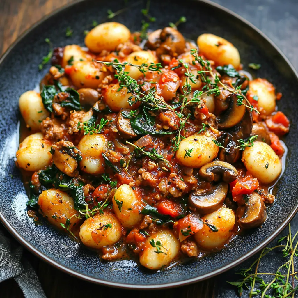 One-Pan Gnocchi with Tomato Sauce, Sausage & Spinach